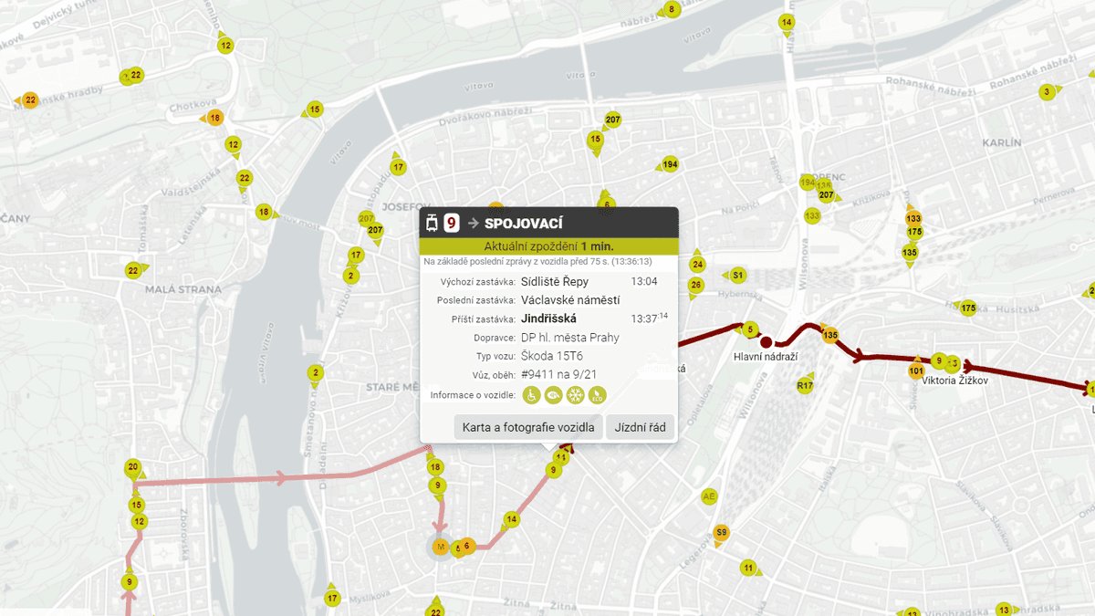 Aktuální polohy vozidel PID alt image